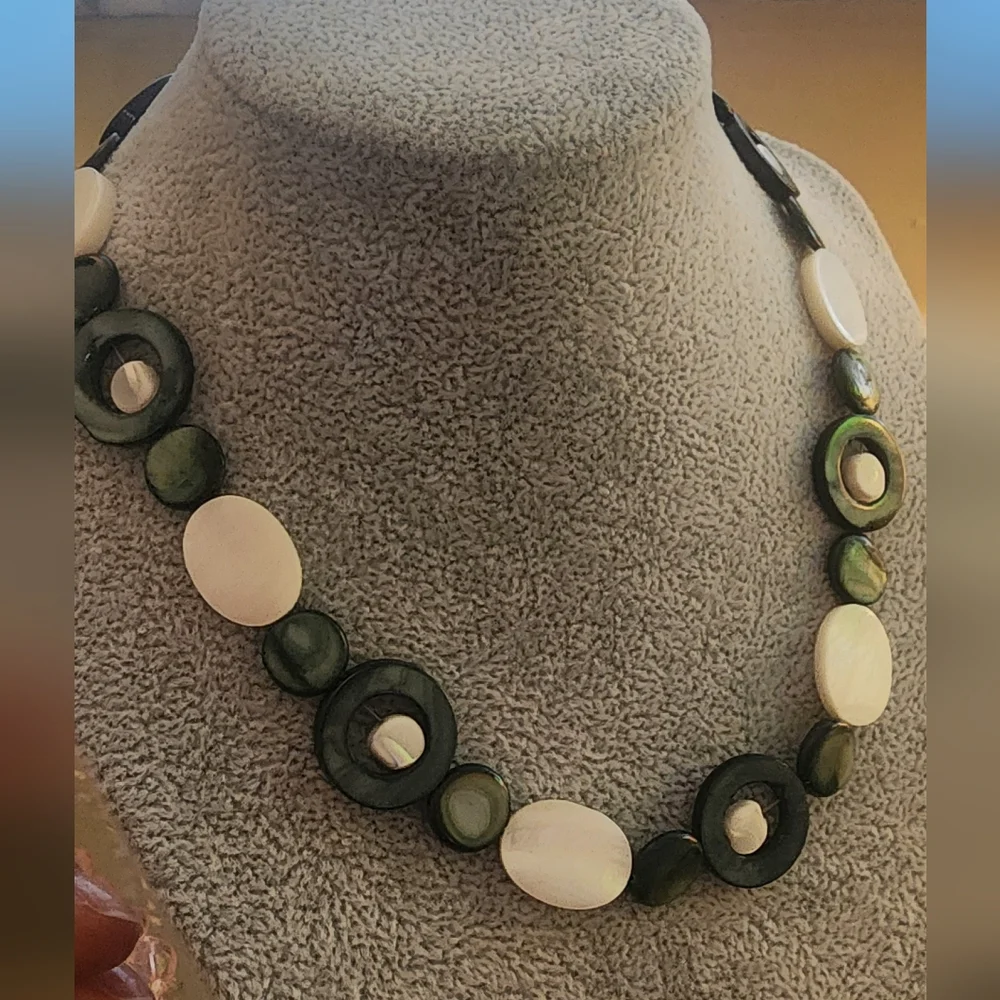 Elegant Green‎ and Cream Tourmaline Necklace